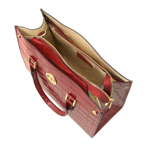 Croque - Croc print leather handbag